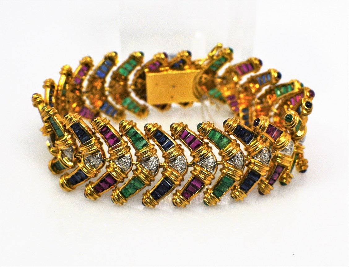 Multi-Gemstone 18K Gold Bracelet