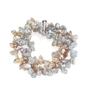 Freshwater Keshi Multi-Color Cultured Pearl Bracelet